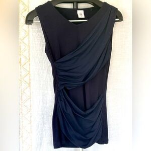 CAbi Navy Double Wrap Sleeveless Top. Size Small.